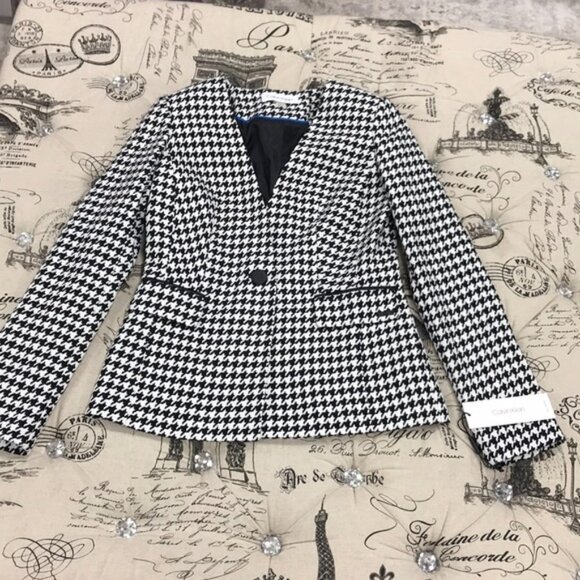 Calvin Klein Woven Houndstooth Jacket - Picture 2 of 7